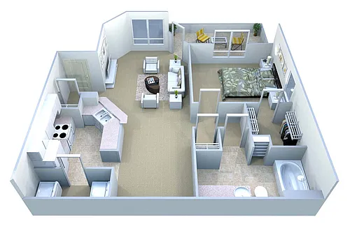 Floor plan The Ansley 1 Bed/1 Bath