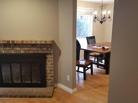 Living Room, Fireplace, View into Dining Room