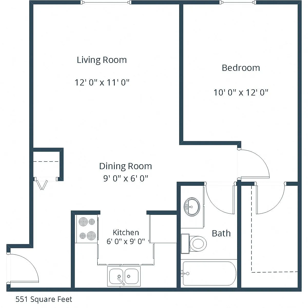 Floor plan One Bedroom 11B
