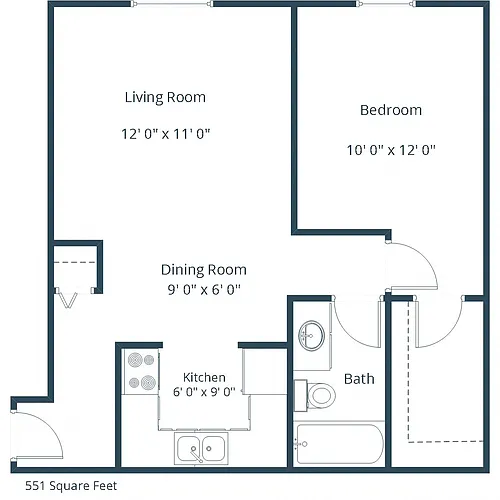 Floor plan One Bedroom 11B