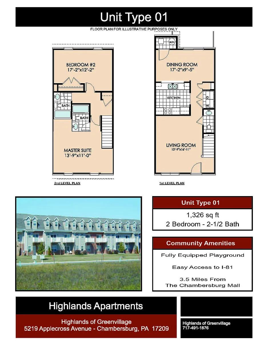 Floor plan Apt - 2 br 2.5 bath Interior
