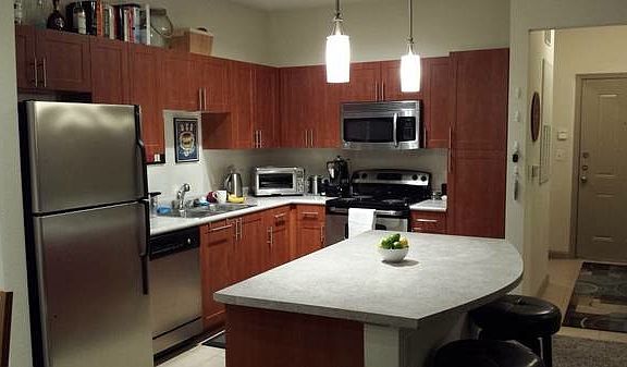 Modern kitchen with stainless appliances