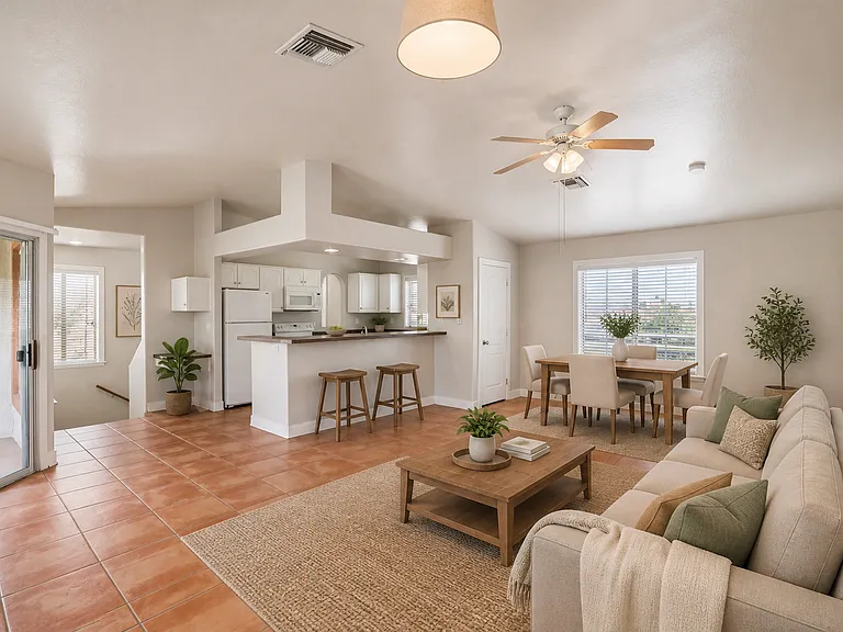 Modern open-plan living with neutral tones