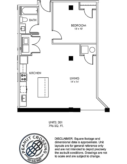 Floor plan One Bedroom 301