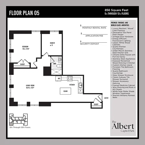 Floor plan 1 Bedroom w/ Den Unit - A5