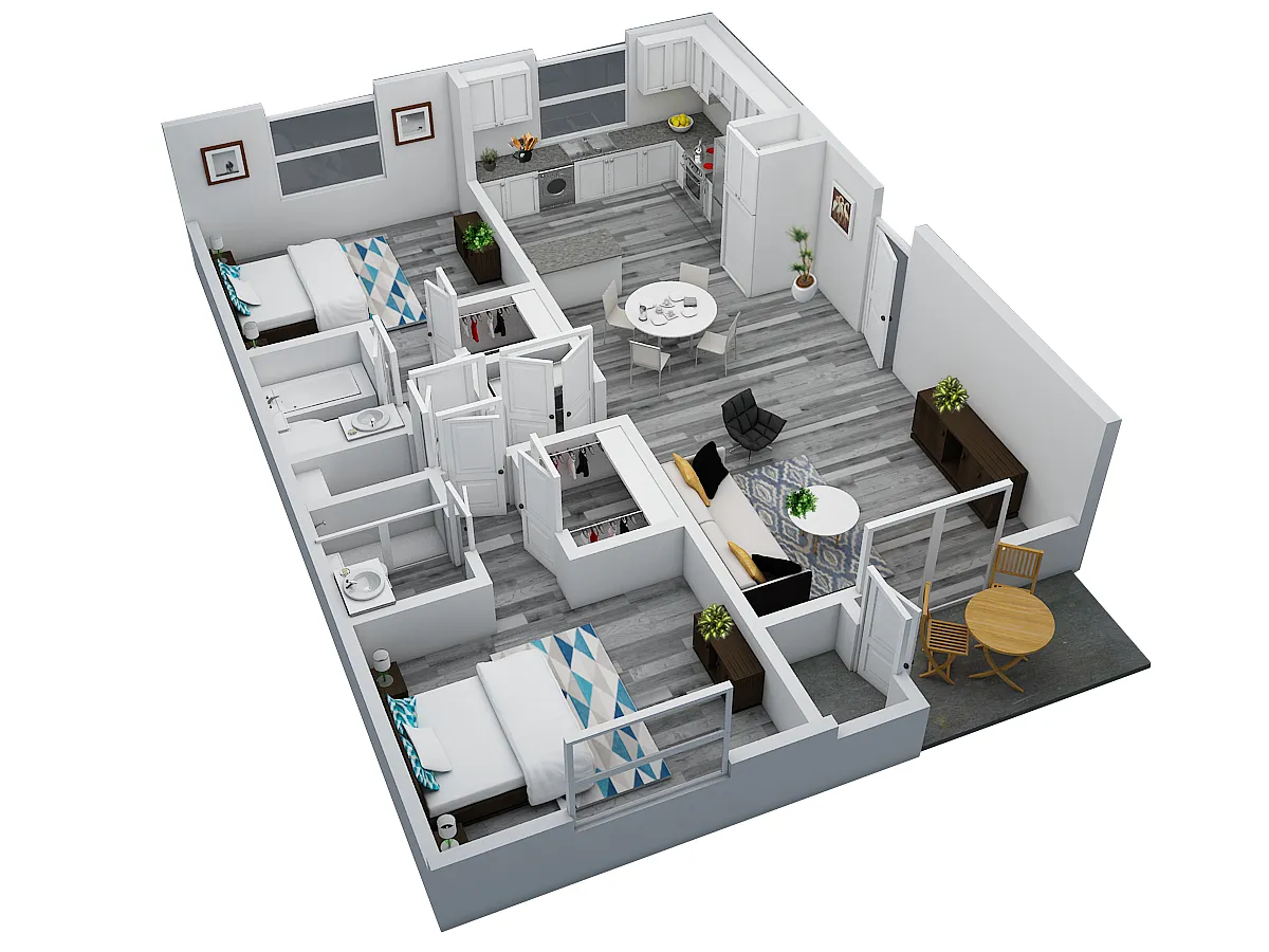 Floor plan Two Bed - Two Bath