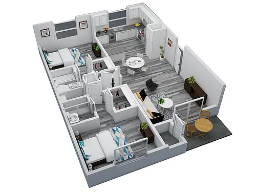 Floor plan Two Bed - Two Bath