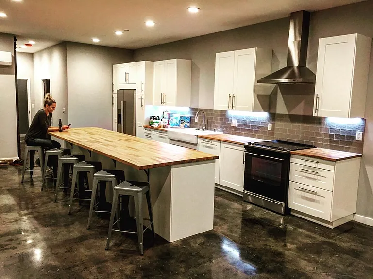 Oversized kitchen with eat in island