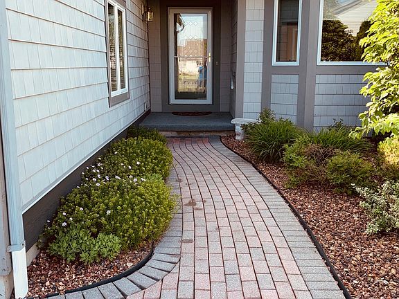 Brick walkway to front door
