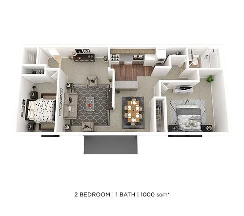 Floor plan Two Bedroom- 1,000 sqft