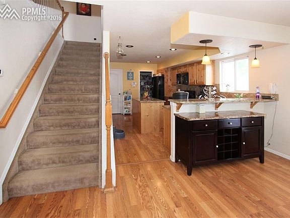 View from dining area into kitchen