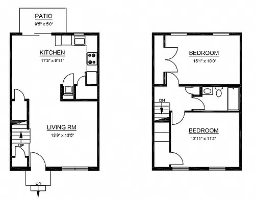 Floor plan B1 - 2 Bed 1 Bath
