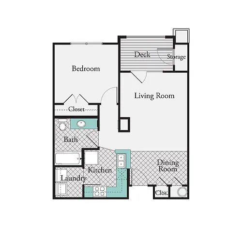 Floor plan 1X1 - B