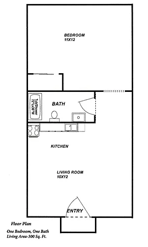 Floor plan 1bed 1bath