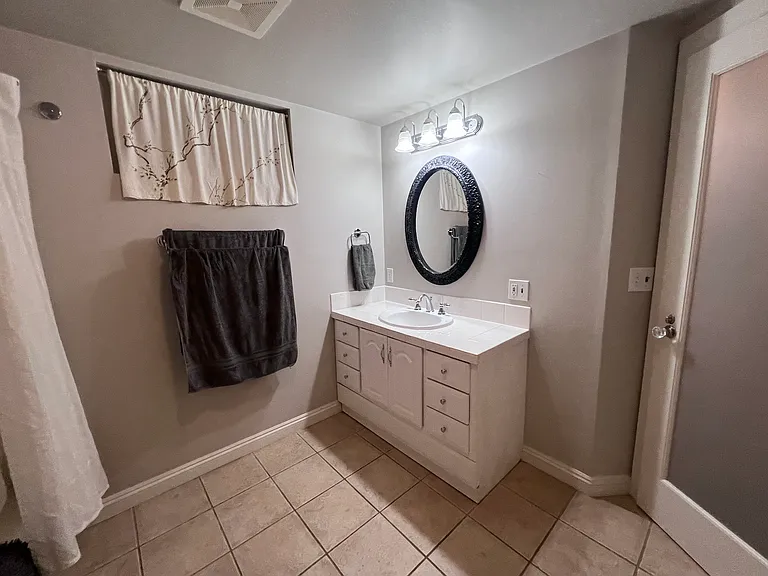 Spacious lower level bathroom