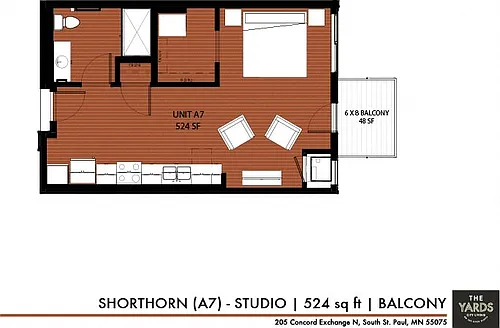 Floor plan The Yards - Shorthorn (A7)