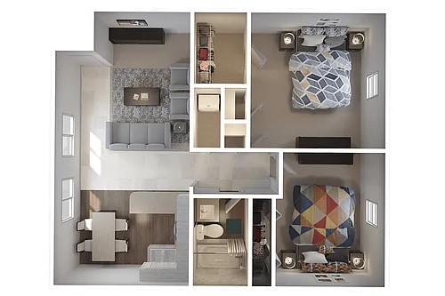 Floor plan 2 Bedroom 1 Bathroom