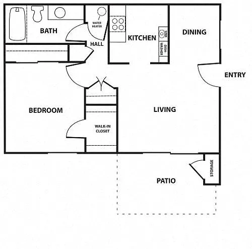 Floor plan 1 Bedroom 1 Bath Remodeled