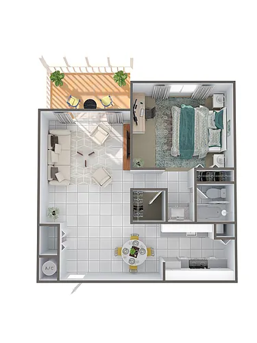 Floor plan A3 - One Bedroom, One Bathroom