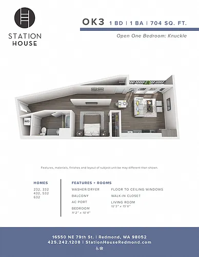 Floor plan Urban 1 Bedroom - U3