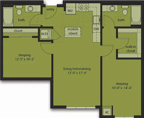 Floor plan Two Bedroom D1