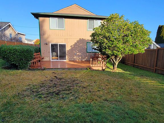 Backyard with patio.