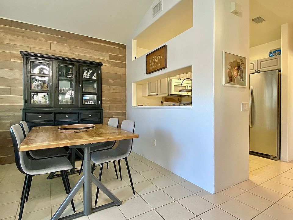 Dining area w wood accent