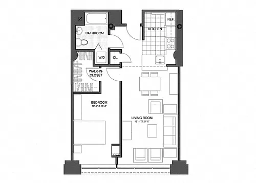 Floor plan 1 Bed/1 Bath