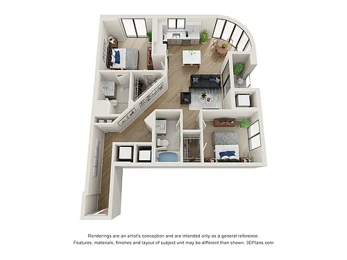 Floor plan 2 Bed/2 Bath-L.1