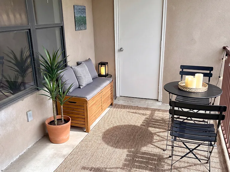 Large balcony with extra storage closet room