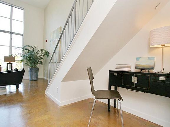 Office nook under stairs.