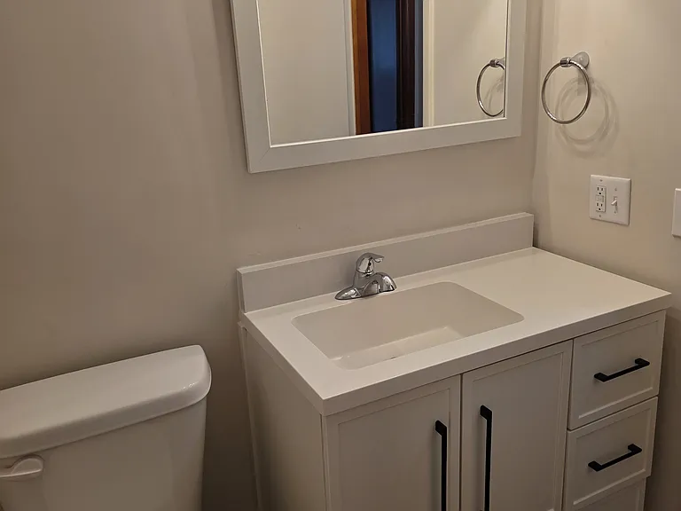 Bathroom #2 - New vanity, mirror & toilet