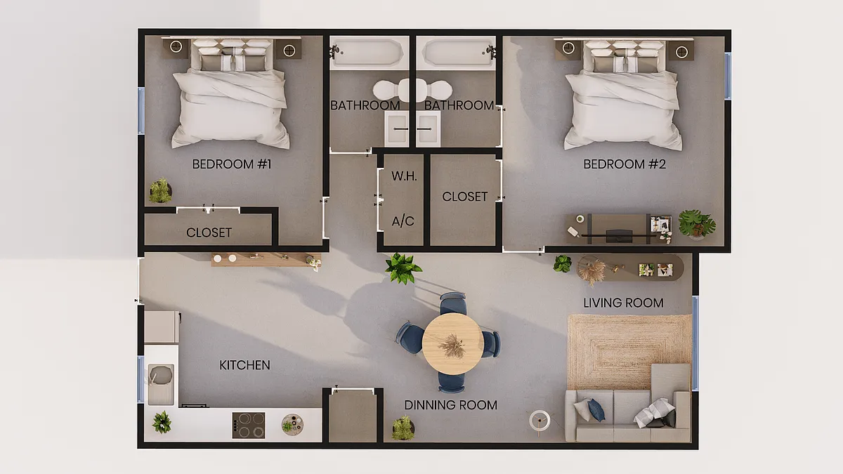 Floor plan 2 Bedroom|2 Bath Lg