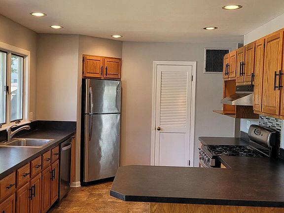 Kitchen with recessed lighting