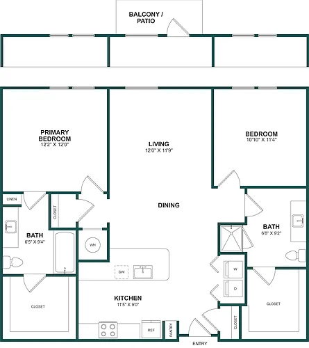 Floor plan 2 Bed/2 Bath-B5