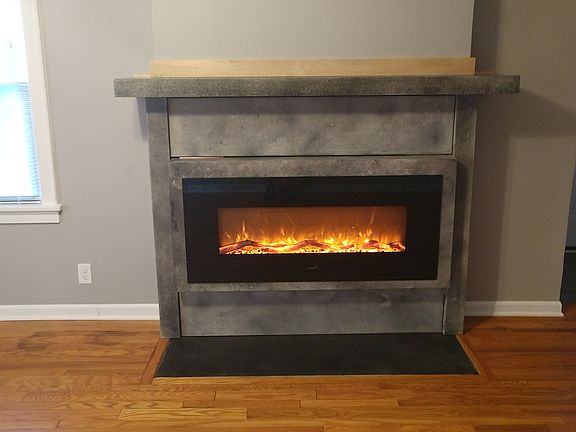 LED fireplace concrete surround