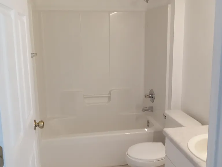 Bathroom with linen closet.