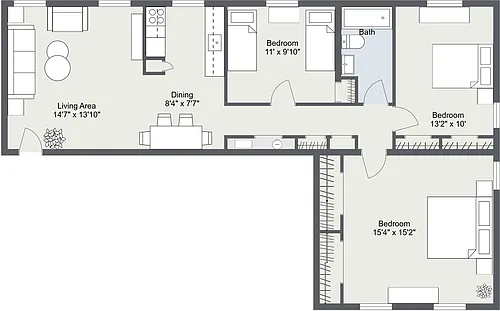 Floor plan 3 Bedroom Apartment