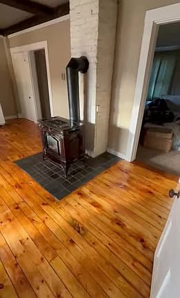 Propane stove in kitchen.