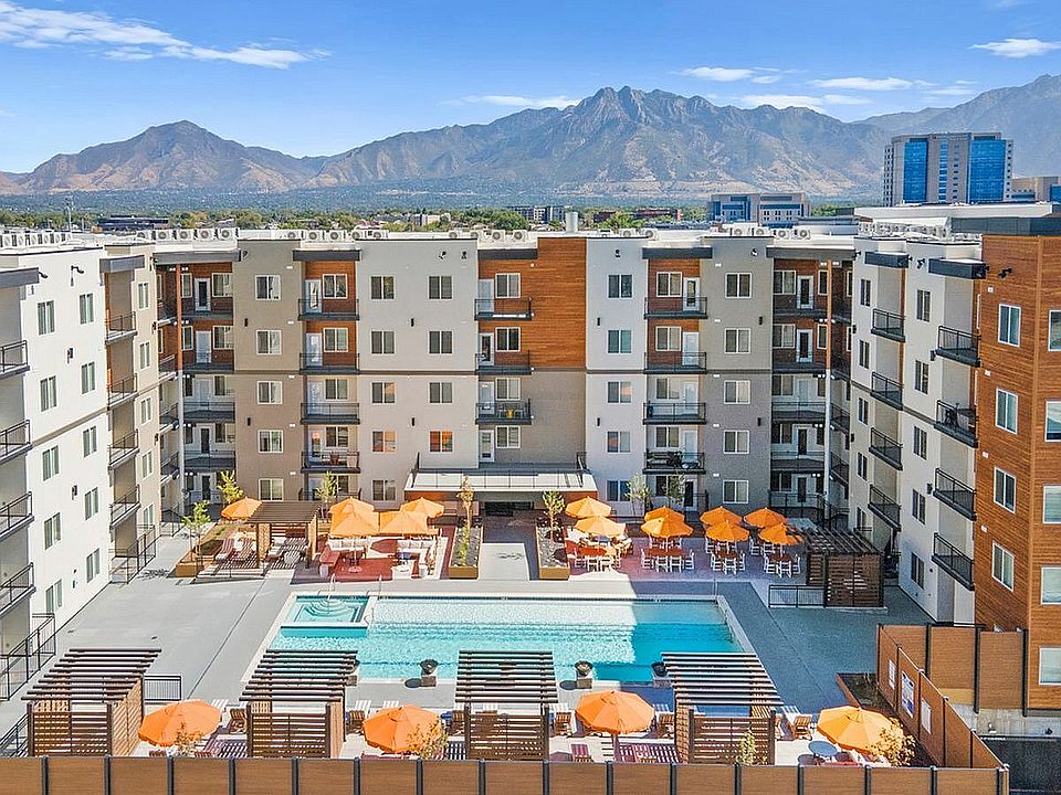 Current Apartments in Murray UT Aerial Pool View