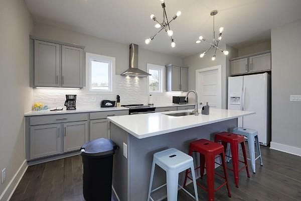 Beautiful kitchen with a central island. Love this modern layout.