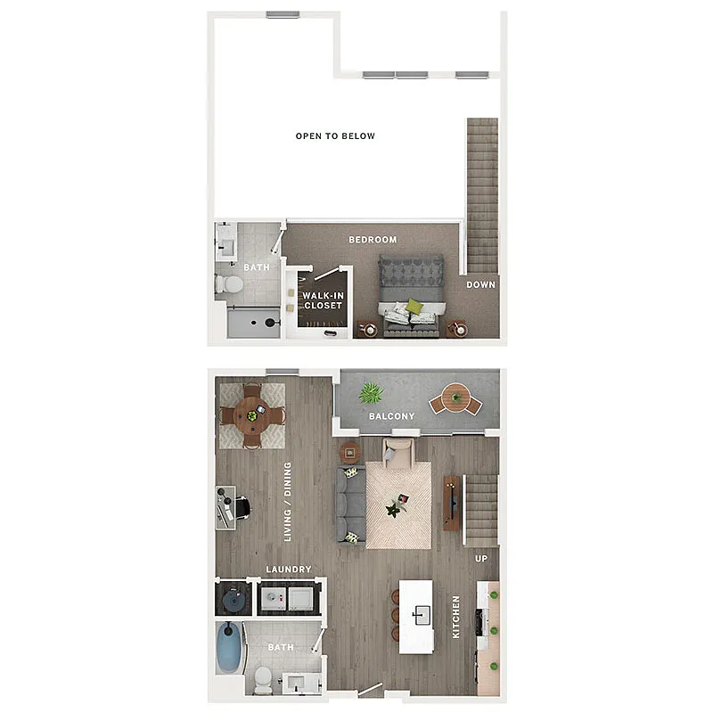 Floor plan 1BR/2BA - A11PH