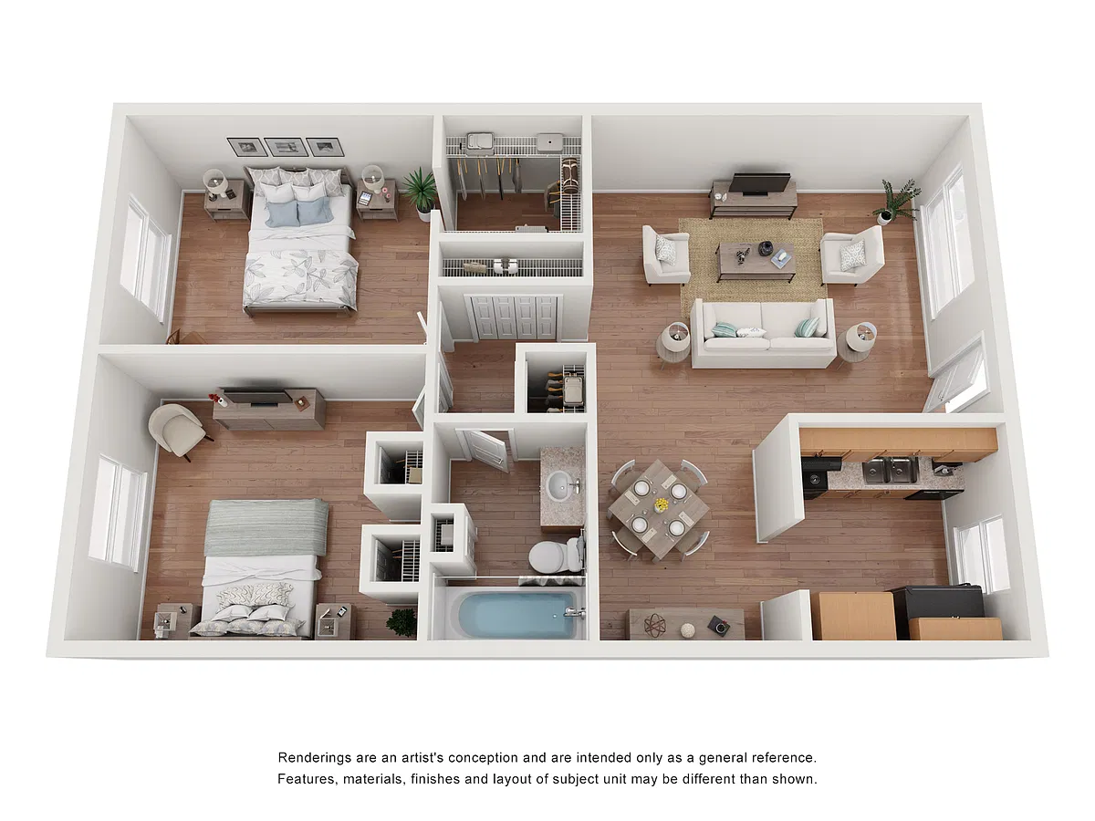 Floor plan 2 Bedroom One Bathroom