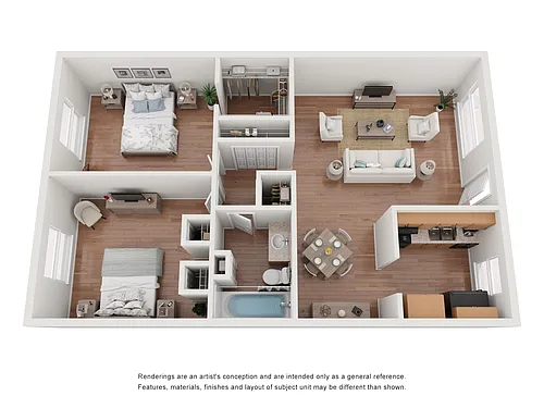 Floor plan 2 Bedroom One Bathroom