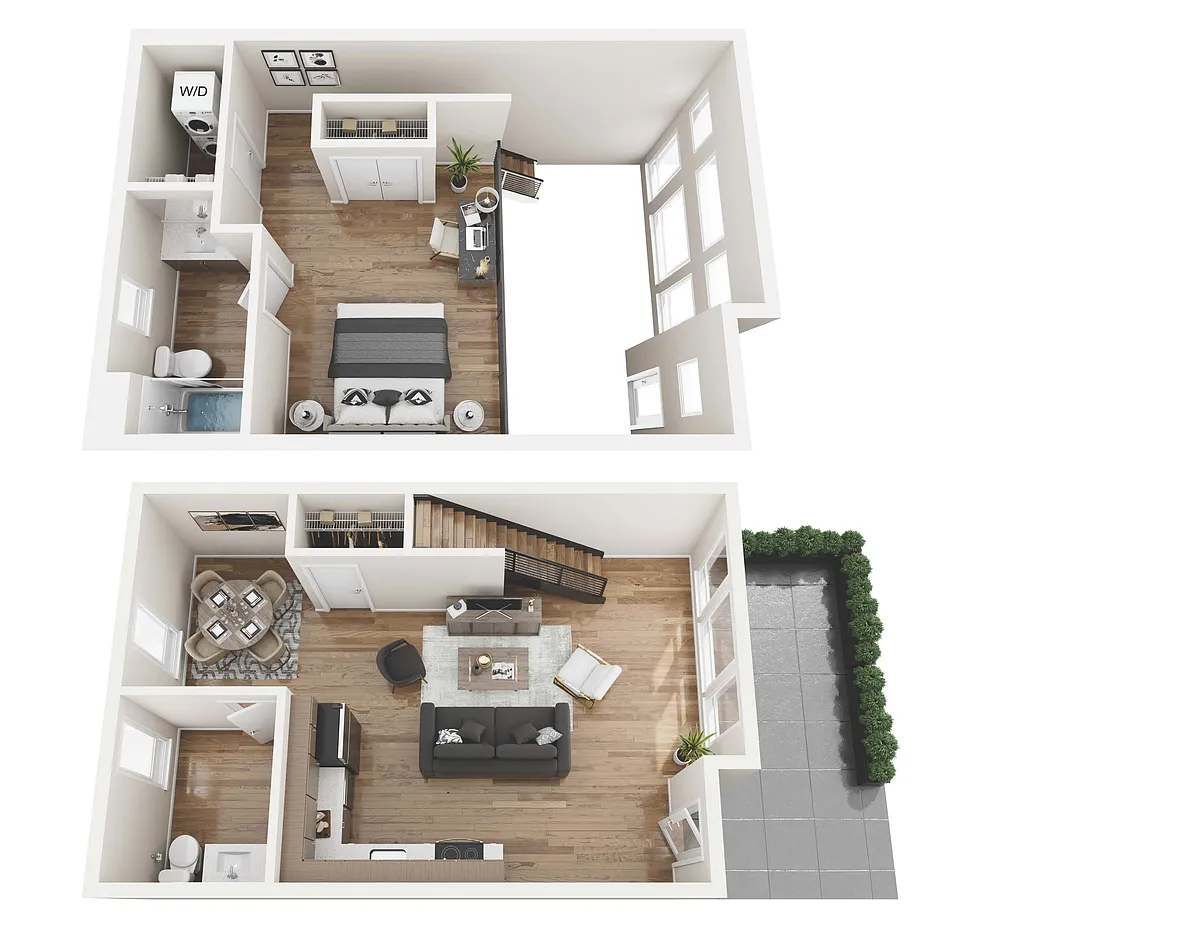 Floor plan Townhouse with large patio