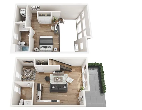 Floor plan Townhouse with large patio