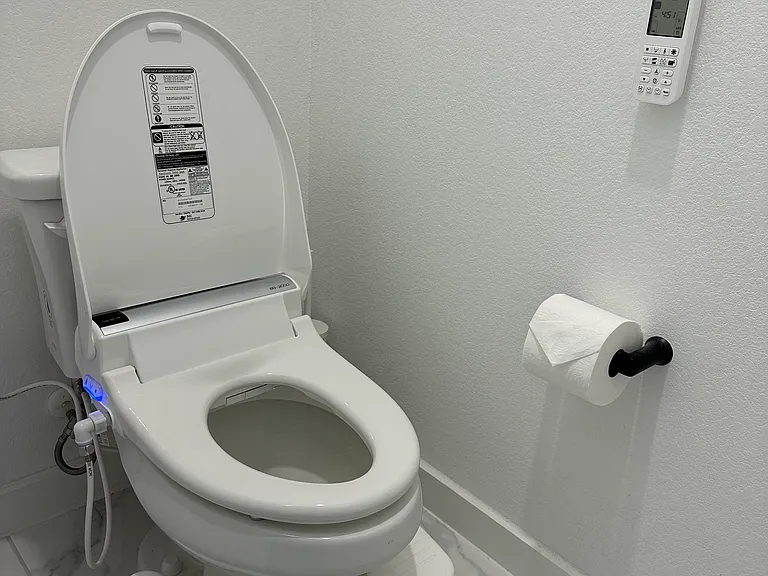 Bidet with heated seat and heated water in the master bath.