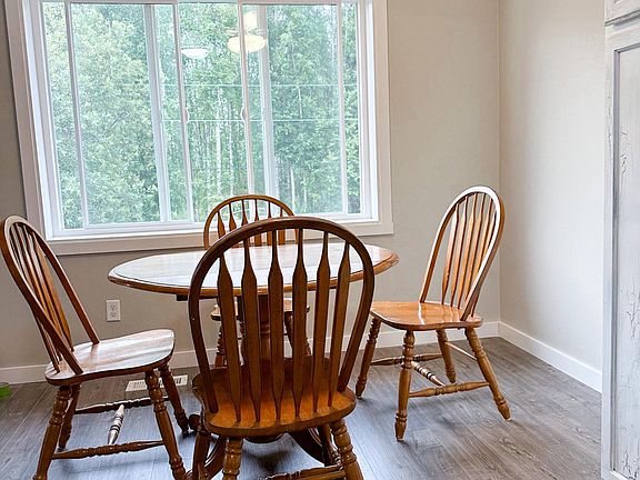 The kitchen has room for a table and chairs.