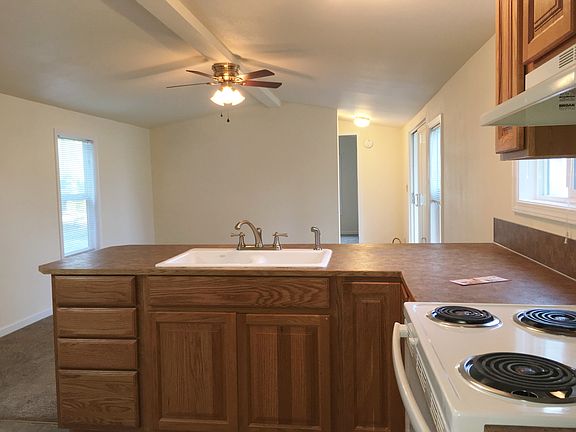 Kitchen overlooks living area