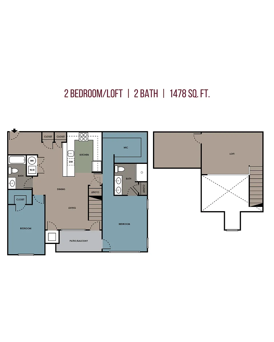 Floor plan 2 Bedroom w/Loft